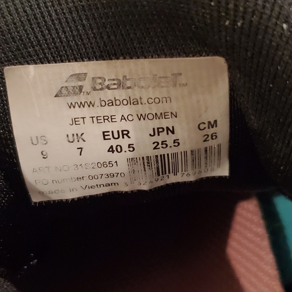 Womens babolat jet Tere tennis shoe size 9 color pink/light blue/black - Picture 4 of 4